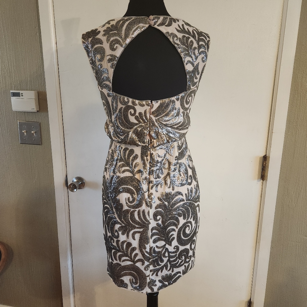 Adrianna Papell Silver Grey Sequin Cocktail Dress Size 4 - Picture 7 of 7